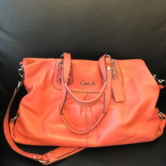 Coach Coral Peach- Silver Leather - Picture 1 of 8